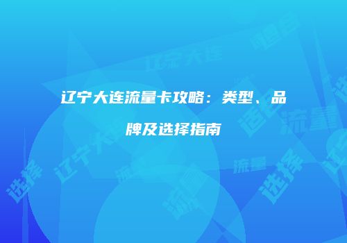 辽宁大连流量卡攻略：类型、品牌及选择指南