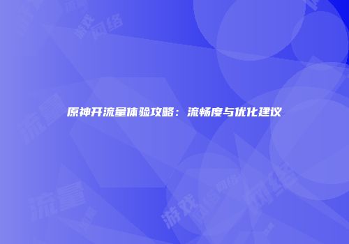 原神开流量体验攻略：流畅度与优化建议