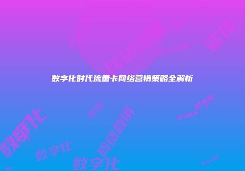 数字化时代流量卡网络营销策略全解析