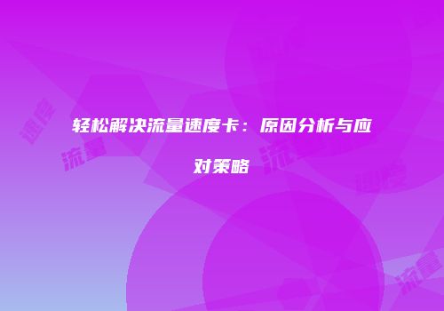 轻松解决流量速度卡：原因分析与应对策略