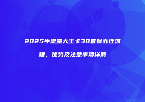2025年流量天王卡38套餐办理流程、优势及注意事项详解