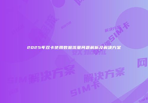 2025年双卡使用数据流量问题解析及解决方案