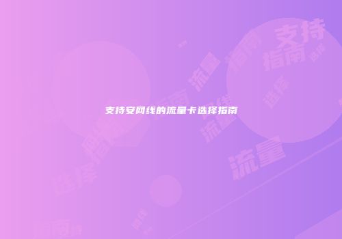 支持安网线的流量卡选择指南