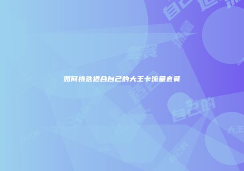 如何挑选适合自己的大王卡流量套餐