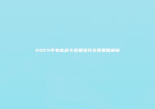 2025年电信副卡流量提升实用策略解析