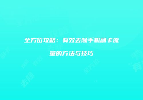 全方位攻略：有效去除手机副卡流量的方法与技巧