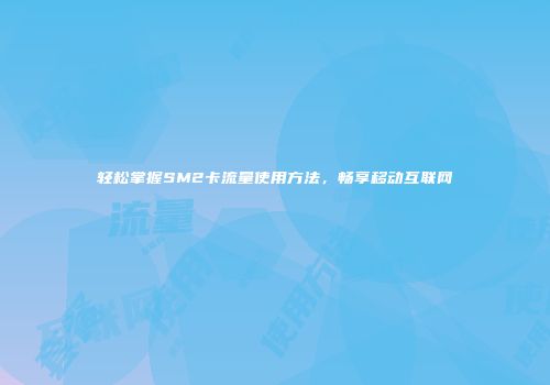 轻松掌握SM2卡流量使用方法，畅享移动互联网
