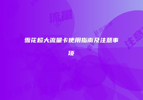 雪花超大流量卡使用指南及注意事项