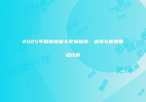 2025年雅阁流量卡更换指南：选择与使用要点详解