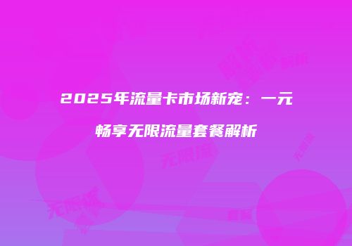 2025年流量卡市场新宠：一元畅享无限流量套餐解析