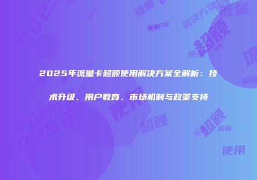2025年流量卡超额使用解决方案全解析：技术升级、用户教育、市场机制与政策支持