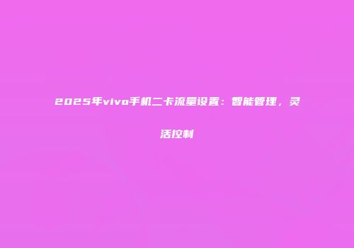 2025年vivo手机二卡流量设置：智能管理，灵活控制