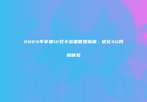 2025年苹果12双卡流量管理指南：优化5G网络体验