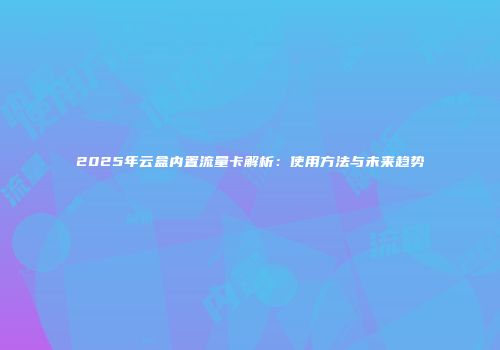2025年云盒内置流量卡解析：使用方法与未来趋势