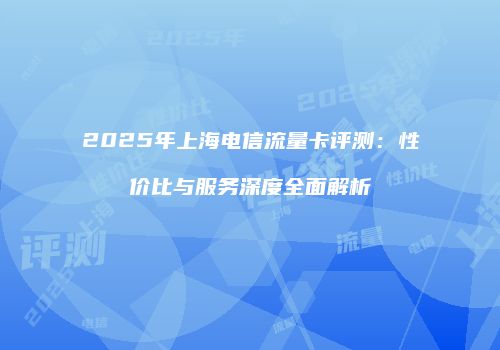2025年上海电信流量卡评测：性价比与服务深度全面解析