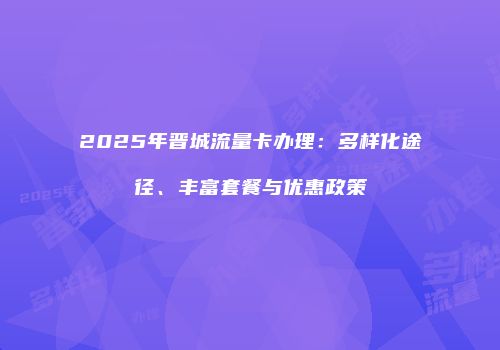 2025年晋城流量卡办理：多样化途径、丰富套餐与优惠政策