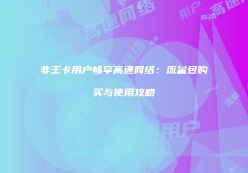 非王卡用户畅享高速网络：流量包购买与使用攻略