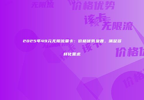 2025年49元无限流量卡：价格优势显著，满足多样化需求
