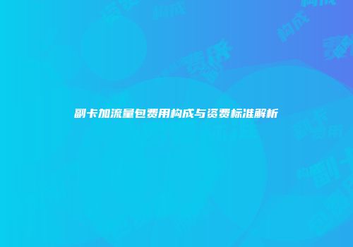 副卡加流量包费用构成与资费标准解析