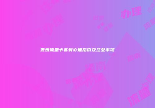 低费流量卡套餐办理指南及注意事项