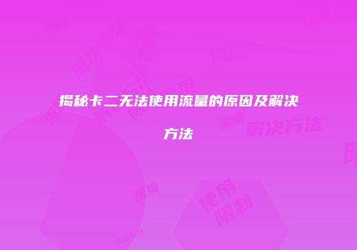 揭秘卡二无法使用流量的原因及解决方法