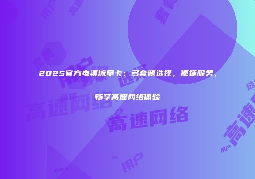 2025官方电渠流量卡：多套餐选择，便捷服务，畅享高速网络体验