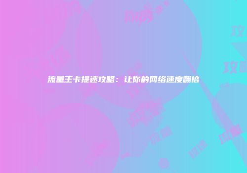 流量王卡提速攻略：让你的网络速度翻倍