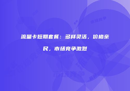 流量卡短期套餐：多样灵活，价格亲民，市场竞争激烈
