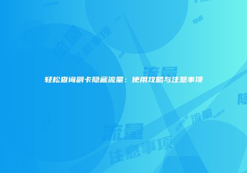 轻松查询副卡隐藏流量：使用攻略与注意事项