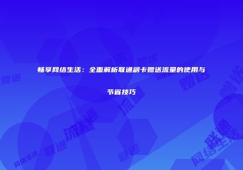畅享网络生活：全面解析联通副卡赠送流量的使用与节省技巧