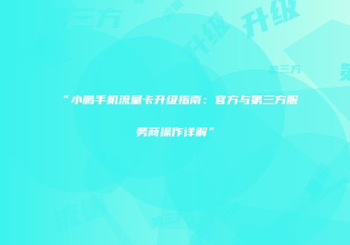 “小鹏手机流量卡升级指南：官方与第三方服务商操作详解”
