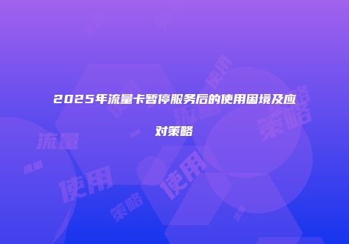 2025年流量卡暂停服务后的使用困境及应对策略
