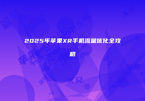 2025年苹果XR手机流量优化全攻略