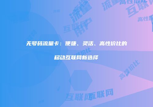 无号码流量卡：便捷、灵活、高性价比的移动互联网新选择