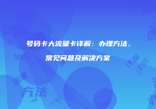 号码卡大流量卡详解：办理方法、常见问题及解决方案