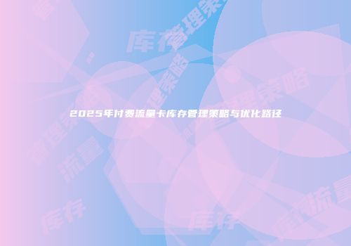 2025年付费流量卡库存管理策略与优化路径