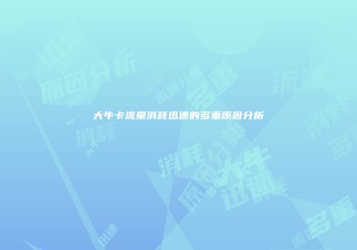 大牛卡流量消耗迅速的多重原因分析