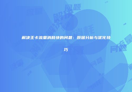解决王卡流量消耗快的问题：原因分析与优化技巧
