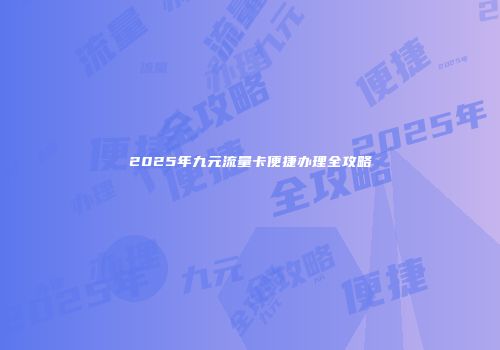 2025年九元流量卡便捷办理全攻略