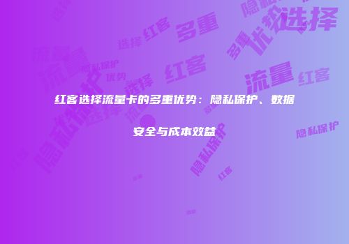 红客选择流量卡的多重优势：隐私保护、数据安全与成本效益