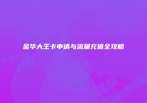 金华大王卡申请与流量充值全攻略