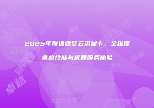 2025年联通逐梦云流量卡：全维度卓越性能与优质服务体验