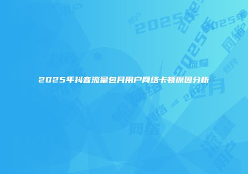 2025年抖音流量包月用户网络卡顿原因分析