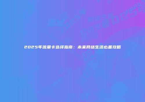 2025年流量卡选择指南：未来网络生活必备攻略