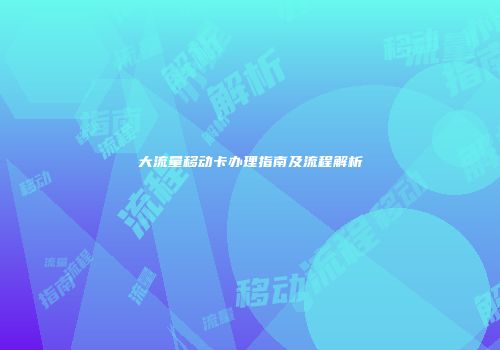 大流量移动卡办理指南及流程解析