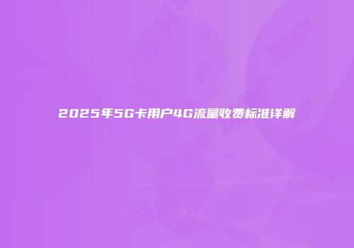 2025年5G卡用户4G流量收费标准详解