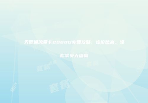 天际通流量卡2000G办理攻略：性价比高，轻松享受大流量