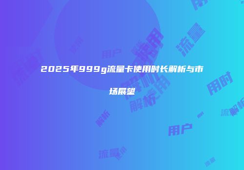 2025年999g流量卡使用时长解析与市场展望