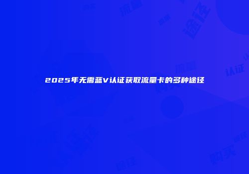 2025年无需蓝V认证获取流量卡的多种途径