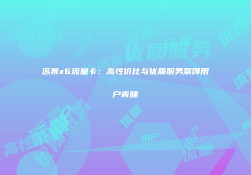 远景x6流量卡：高性价比与优质服务赢得用户青睐